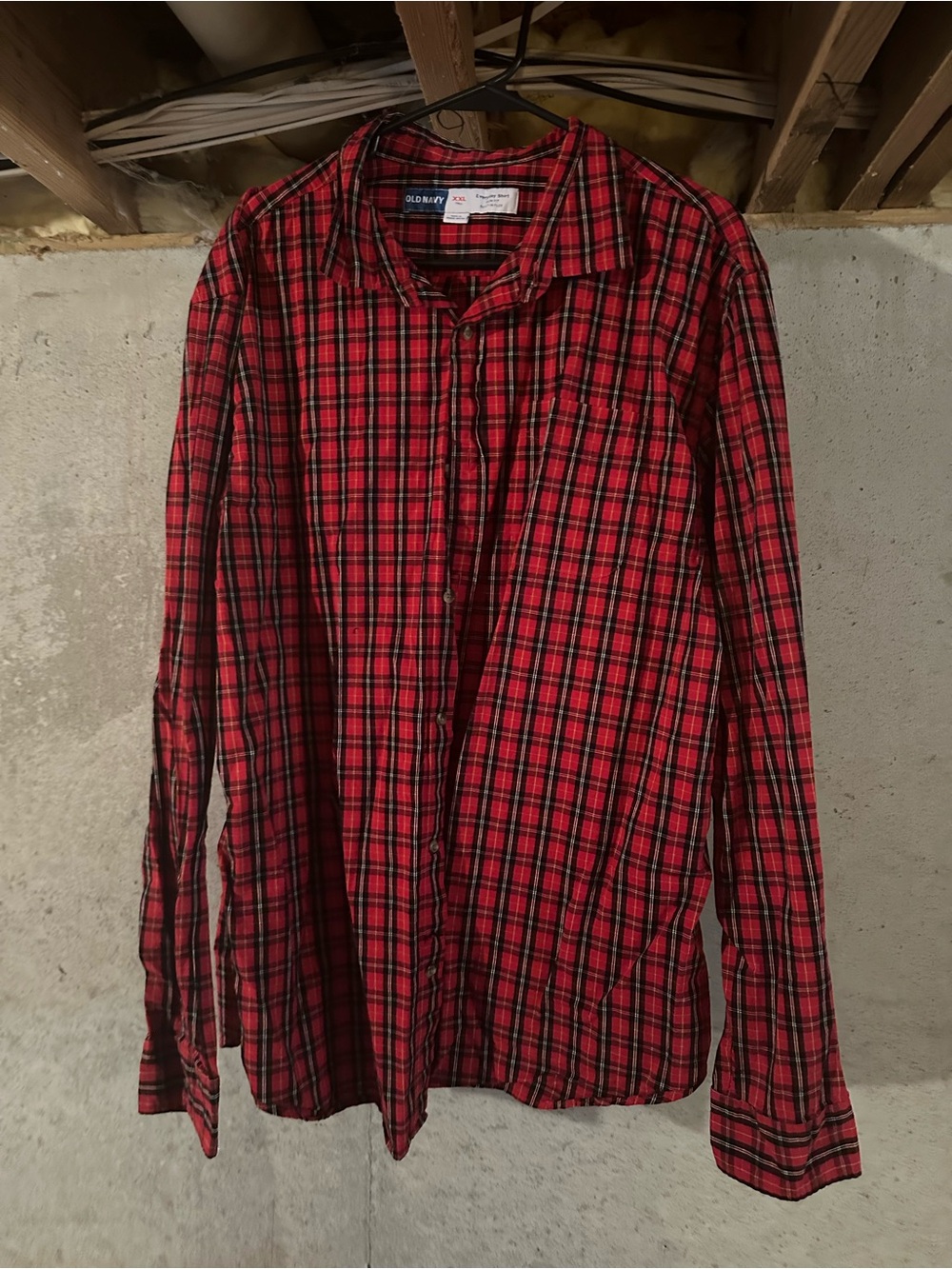 Old Navy Red and Black Plaid Button-Up Shirt